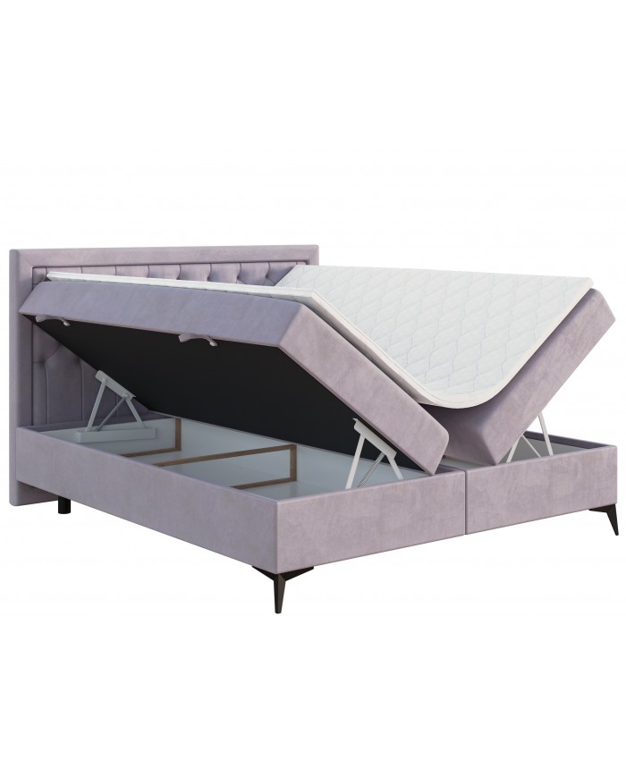 BOXSPRING LUISA – Élégance et Confort au design raffiné, avec double coffre de rangement et confort multicouche