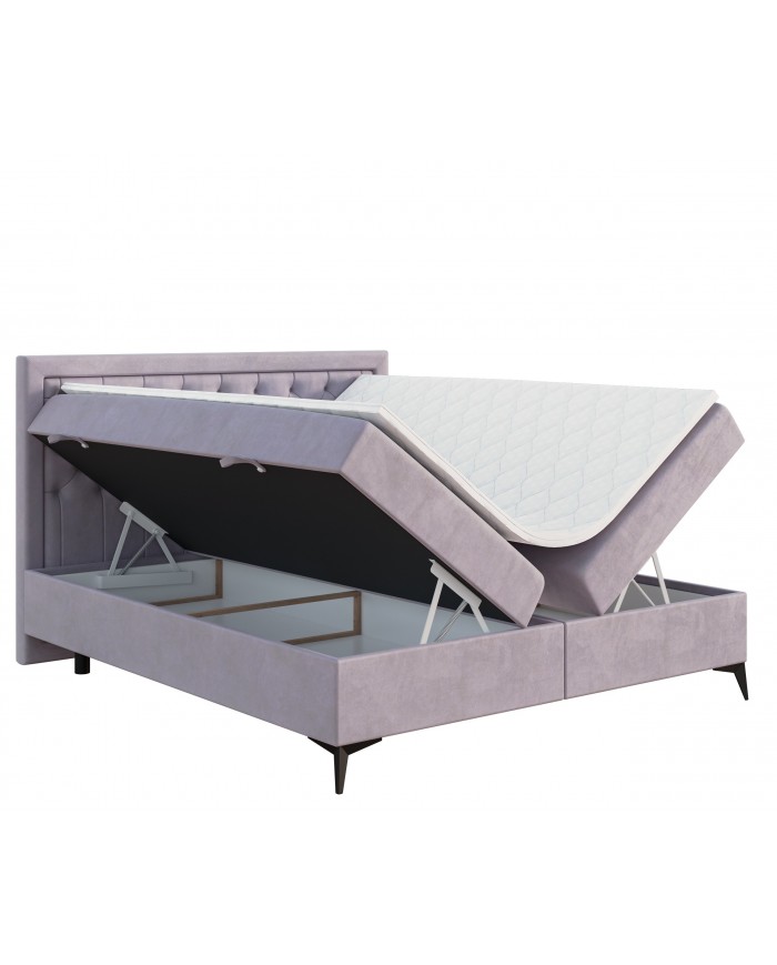 BOXSPRING LUISA – Élégance et Confort au design raffiné, avec double coffre de rangement et confort multicouche