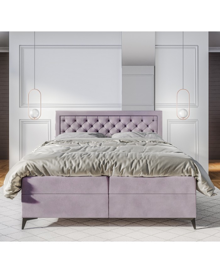 BOXSPRING LUISA – Élégance et Confort au design raffiné, avec double coffre de rangement et confort multicouche