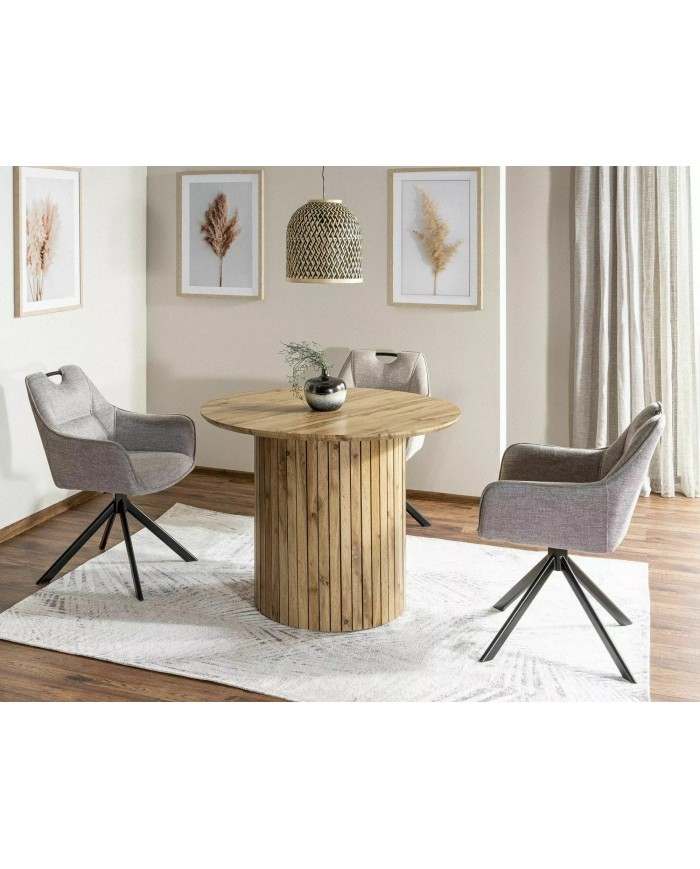 Table ronde Design Socrates 120x120 cm plateau naturel ou blanc