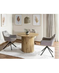 Table ronde Design Socrates 120x120 cm plateau naturel ou blanc