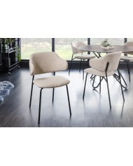 Chaise rembourrée en tissu bouclette avec pieds en métal noir Tracy Alpine
