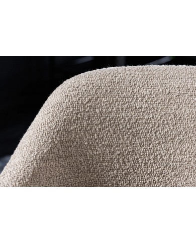 Chaise rembourrée en tissu bouclette avec pieds en métal noir Tracy Alpine