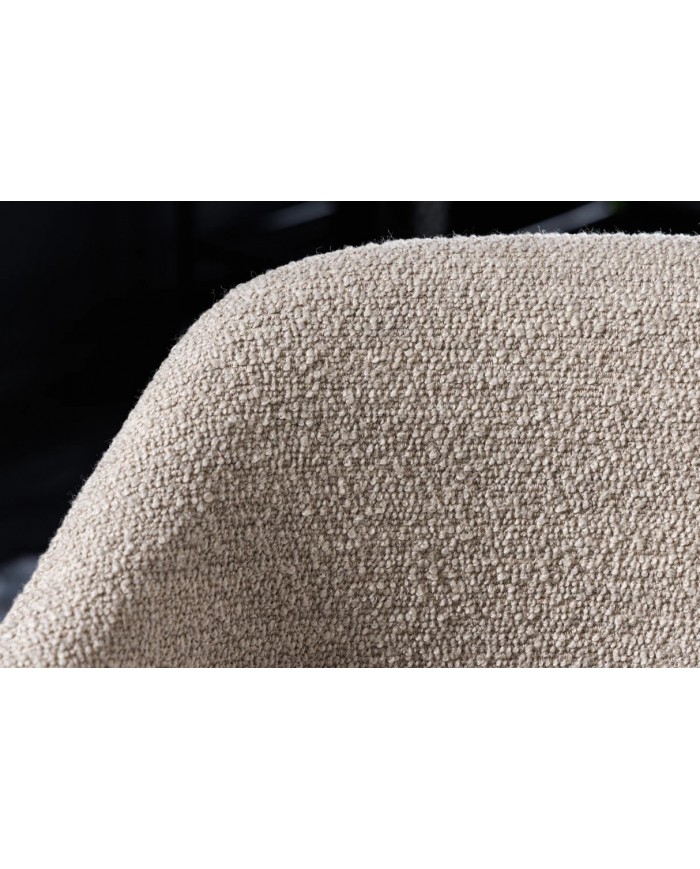Chaise rembourrée en tissu bouclette avec pieds en métal noir Tracy Alpine