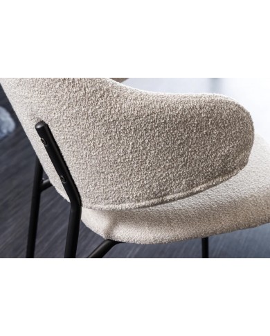 Chaise rembourrée en tissu bouclette avec pieds en métal noir Tracy Alpine