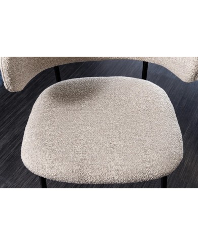 Chaise rembourrée en tissu bouclette avec pieds en métal noir Tracy Alpine