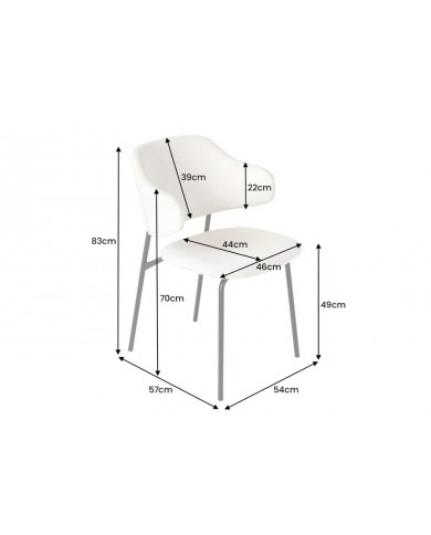 Chaise rembourrée en tissu bouclette avec pieds en métal noir Tracy Alpine