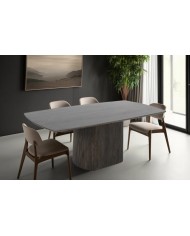 Table à manger moderne 200 cm en bois de manguier marron foncé gris MODERNA