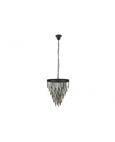 Lustre Fer noir & prismes en verre gris fumé Ø50 cm CRYSTALIGN