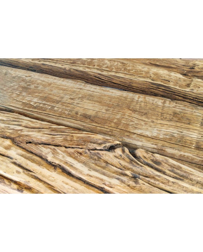 Table à manger ORBIS – 220 cm – Bois de teck massif & plateau en verre trempé : unique A PRIX SPECIAL !