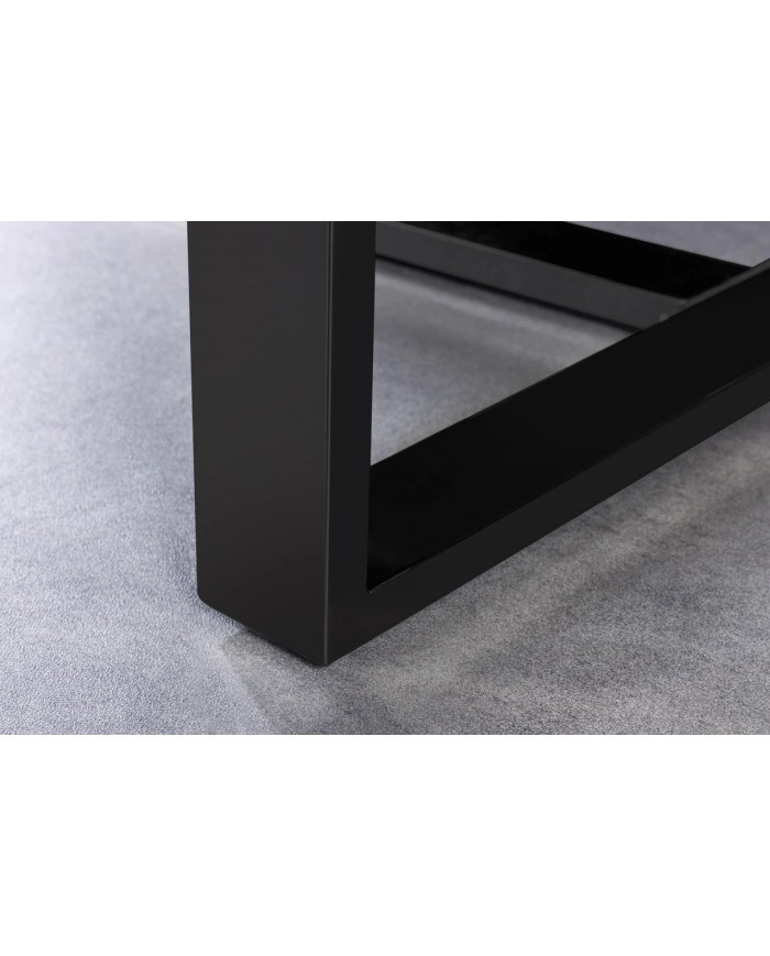 Table à manger ORBIS – 220 cm – Bois de teck massif & plateau en verre trempé : unique A PRIX SPECIAL !