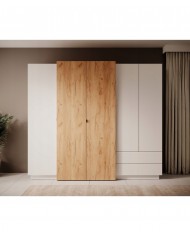 Armoire penderie étagères 4 portes 2 tiroirs miroir intérieur 230 cm DETROIT