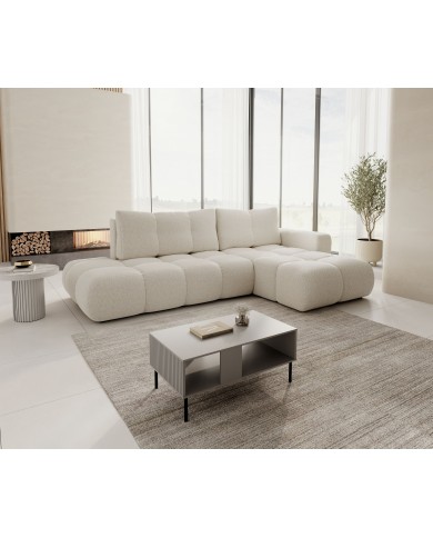 CANAPÉ D’ANGLE CONVERTIBLE SOHO EN TISSU BOUCLÉ HAUT DE GAMME À PRIX FOU !