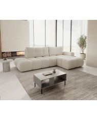 CANAPÉ D’ANGLE CONVERTIBLE SOHO EN TISSU BOUCLÉ HAUT DE GAMME À PRIX FOU !