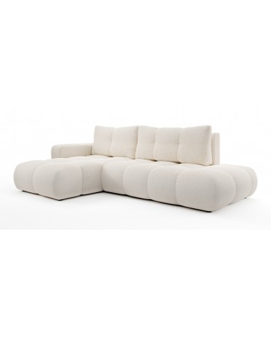 CANAPÉ D’ANGLE CONVERTIBLE SOHO EN TISSU BOUCLÉ HAUT DE GAMME À PRIX FOU !
