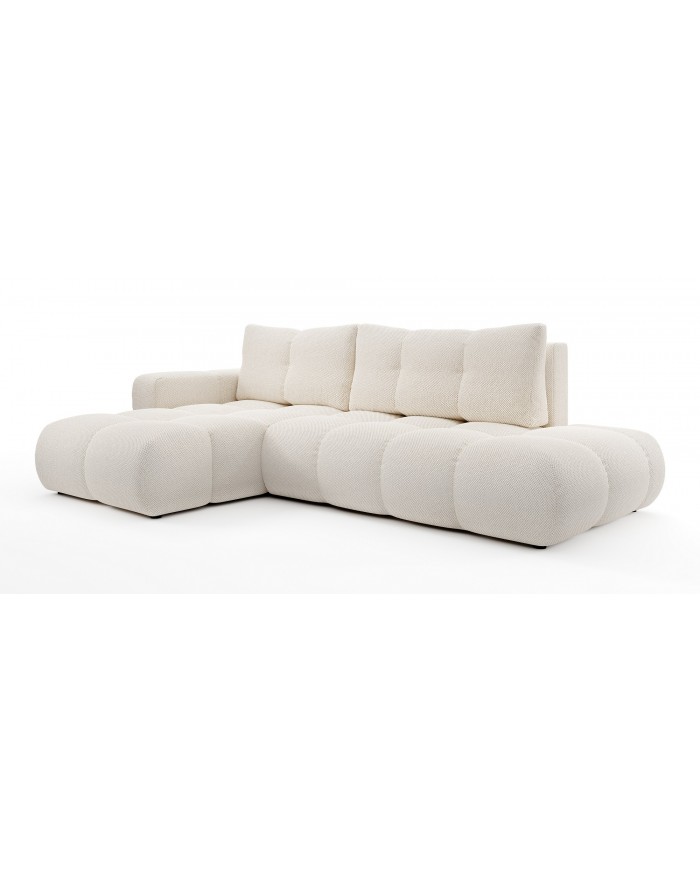 CANAPÉ D’ANGLE CONVERTIBLE SOHO EN TISSU BOUCLÉ HAUT DE GAMME À PRIX FOU !