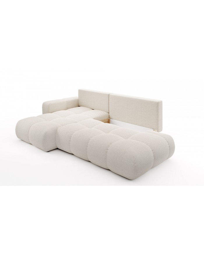 CANAPÉ D’ANGLE CONVERTIBLE SOHO EN TISSU BOUCLÉ HAUT DE GAMME À PRIX FOU !