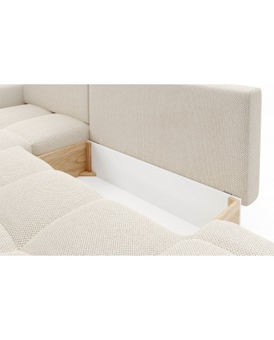 CANAPÉ D’ANGLE CONVERTIBLE SOHO EN TISSU BOUCLÉ HAUT DE GAMME À PRIX FOU !