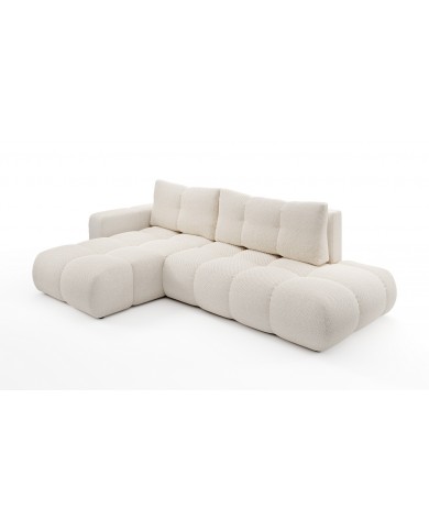 CANAPÉ D’ANGLE CONVERTIBLE SOHO EN TISSU BOUCLÉ HAUT DE GAMME À PRIX FOU !