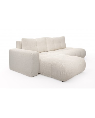 CANAPÉ D’ANGLE CONVERTIBLE SOHO EN TISSU BOUCLÉ HAUT DE GAMME À PRIX FOU !