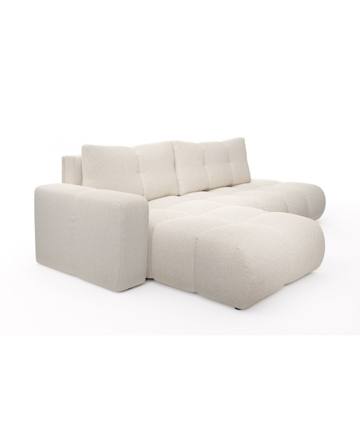 CANAPÉ D’ANGLE CONVERTIBLE SOHO EN TISSU BOUCLÉ HAUT DE GAMME À PRIX FOU !