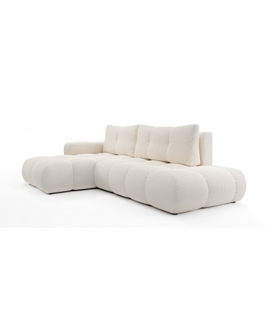CANAPÉ D’ANGLE CONVERTIBLE SOHO EN TISSU BOUCLÉ HAUT DE GAMME À PRIX FOU !