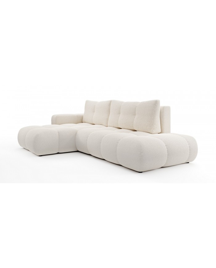 CANAPÉ D’ANGLE CONVERTIBLE SOHO EN TISSU BOUCLÉ HAUT DE GAMME À PRIX FOU !