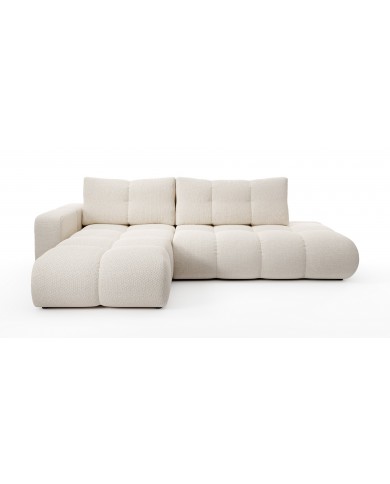 CANAPÉ D’ANGLE CONVERTIBLE SOHO EN TISSU BOUCLÉ HAUT DE GAMME À PRIX FOU !