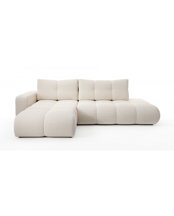 CANAPÉ D’ANGLE CONVERTIBLE SOHO EN TISSU BOUCLÉ HAUT DE GAMME À PRIX FOU !