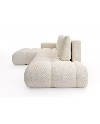 CANAPÉ D’ANGLE CONVERTIBLE SOHO EN TISSU BOUCLÉ HAUT DE GAMME À PRIX FOU !