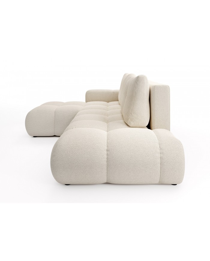 CANAPÉ D’ANGLE CONVERTIBLE SOHO EN TISSU BOUCLÉ HAUT DE GAMME À PRIX FOU !