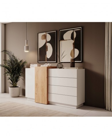 Commode design 2 portes étagères et 4 tiroirs 160 cm DETROIT