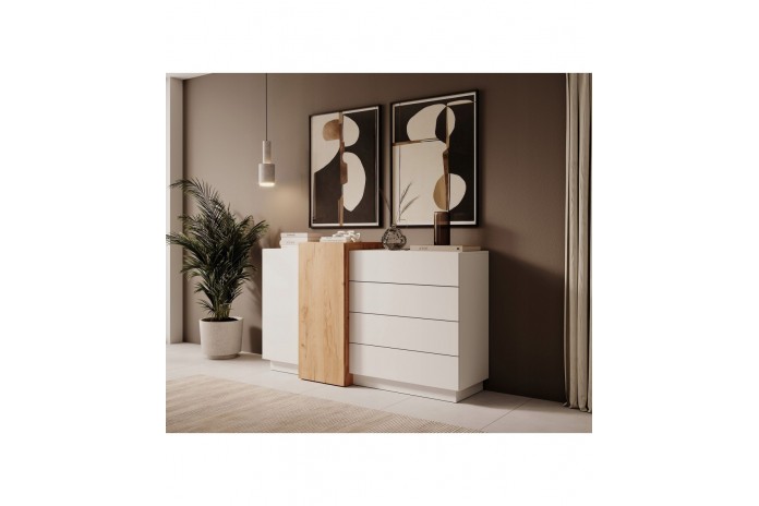 Commode design 2 portes étagères et 4 tiroirs 160 cm DETROIT