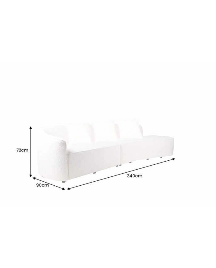 Canapé design XXL HORIZON 340 cm en tissu bouclé beige – Grand confort et style moderne