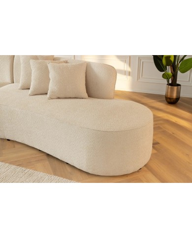 Canapé design XXL HORIZON 340 cm en tissu bouclé beige – Grand confort et style moderne