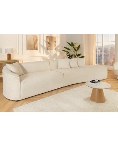 Canapé design XXL HORIZON 340 cm en tissu bouclé beige – Grand confort et style moderne