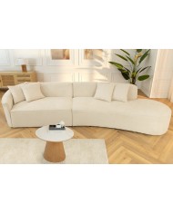Canapé design XXL HORIZON 340 cm en tissu bouclé beige – Grand confort et style moderne