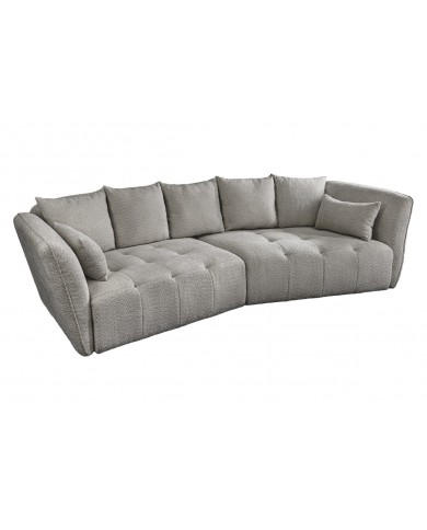 Canapé XL MAJESTA 295 cm en tissu bouclé gris – Déhoussable, avec ressorts ensachés pour un confort premium