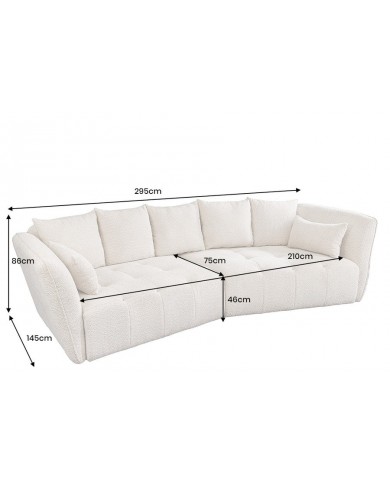 Canapé XL MAJESTA 295 cm en tissu bouclé gris – Déhoussable, avec ressorts ensachés pour un confort premium