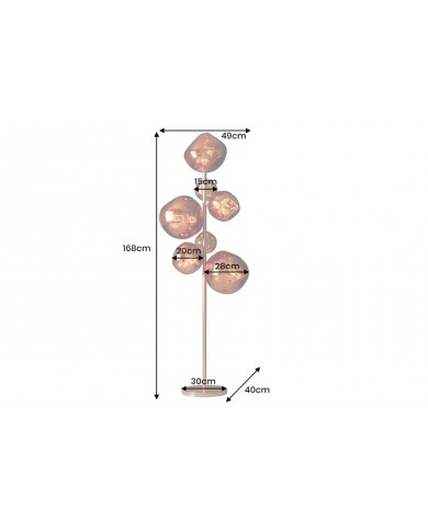 Lampadaire 7 abat-jours en verre design 170 cm Structure en acier cuivré élégante SOLENA