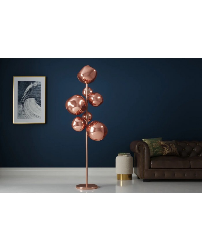 Lampadaire 7 abat-jours en verre design 170 cm Structure en acier cuivré élégante SOLENA