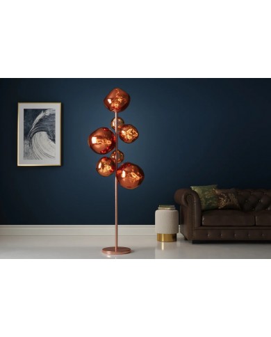 Lampadaire 7 abat-jours en verre design 170 cm Structure en acier cuivré élégante SOLENA