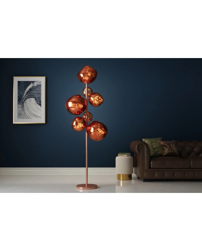 Lampadaire 7 abat-jours en verre design 170 cm Structure en acier cuivré élégante SOLENA