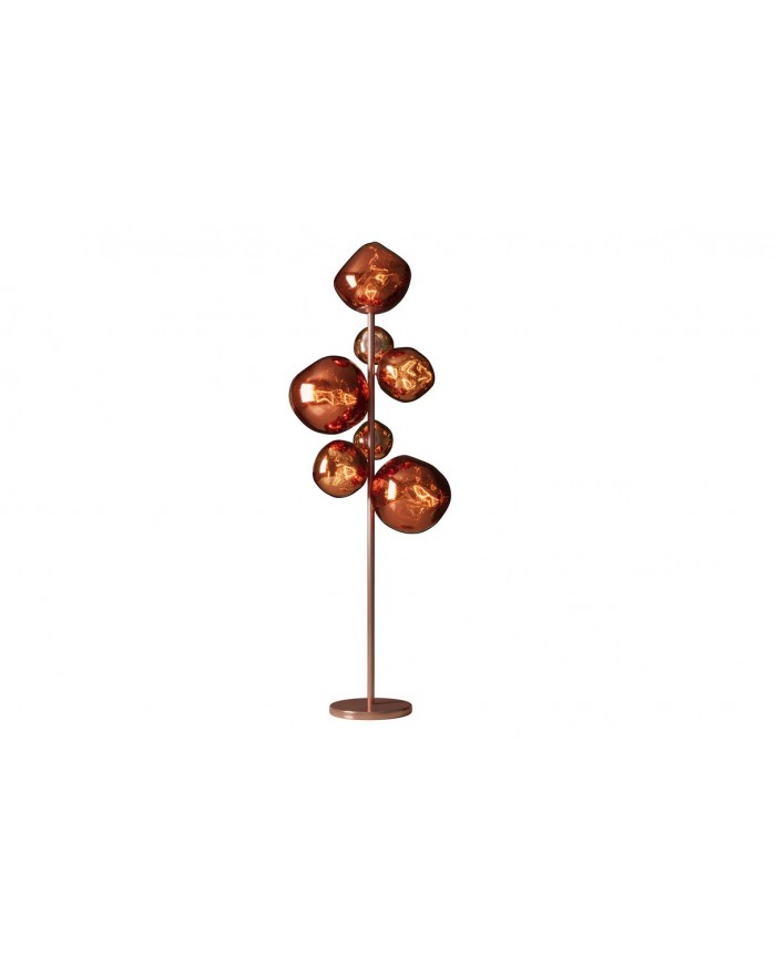 Lampadaire 7 abat-jours en verre design 170 cm Structure en acier cuivré élégante SOLENA