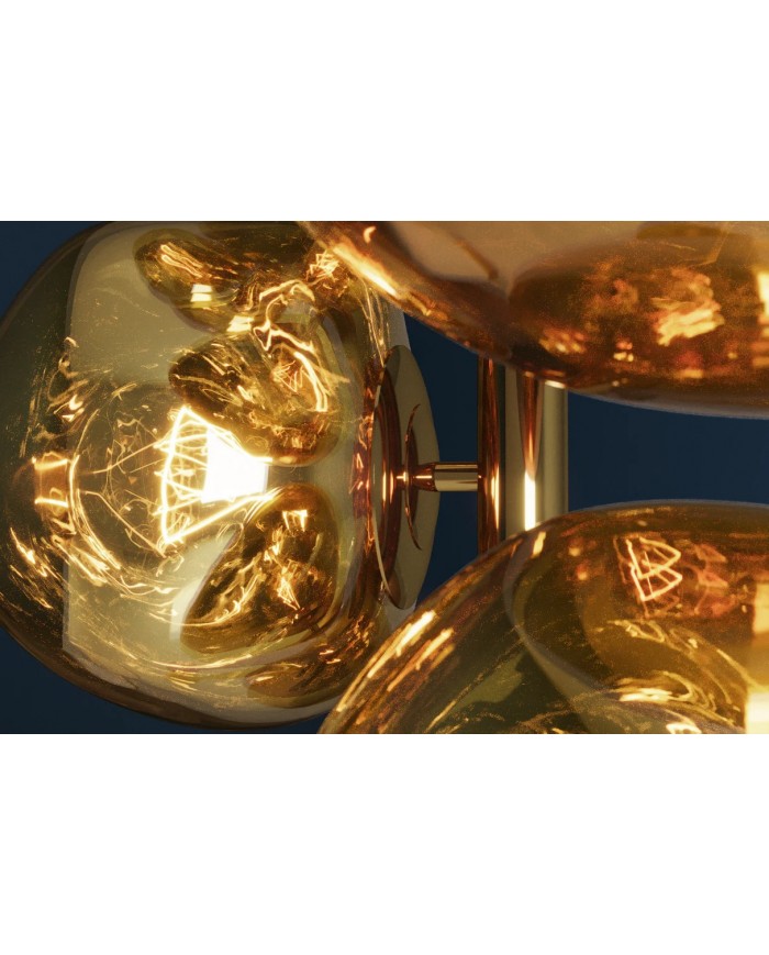 Lampadaire 7 abat-jours en verre 170 cm Structure en acier doré design SOLENA