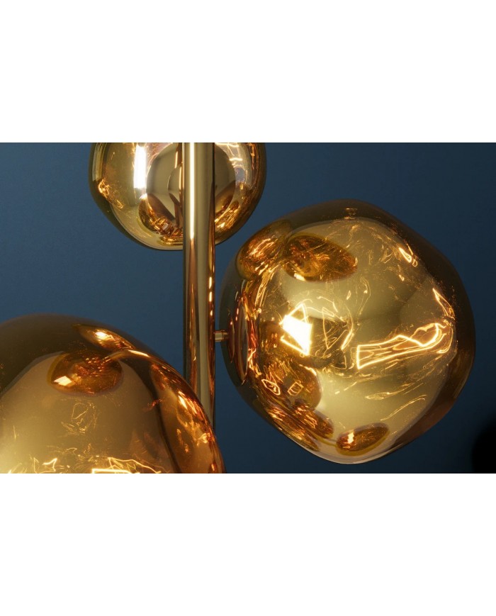 Lampadaire 7 abat-jours en verre 170 cm Structure en acier doré design SOLENA