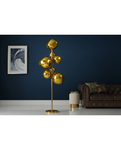 Lampadaire 7 abat-jours en verre 170 cm Structure en acier doré design SOLENA