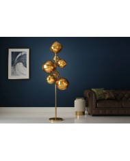 Lampadaire 7 abat-jours en verre 170 cm Structure en acier doré design SOLENA