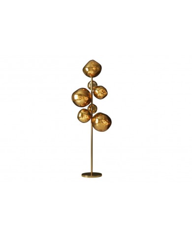 Lampadaire 7 abat-jours en verre 170 cm Structure en acier doré design SOLENA