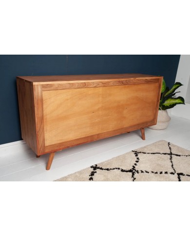 Commode buffet 3 tiroirs et 2 portes 145 cm en bois massif d’acacia naturel RUSTIC RYTHM